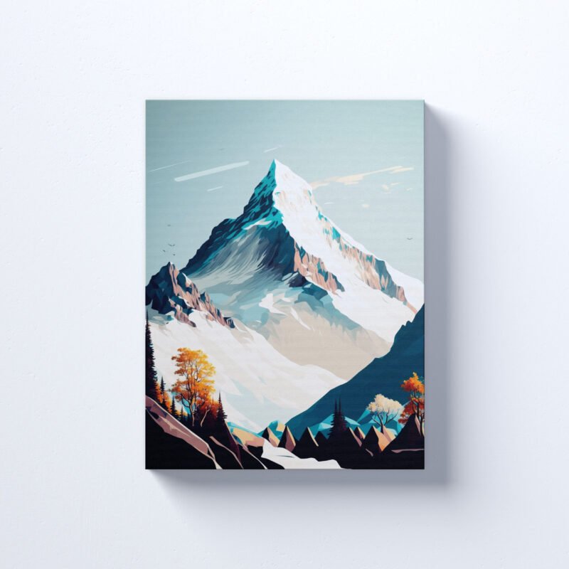 A Watercolor Painting of Mountain with a Forest Canvas Wall Art - Image 2