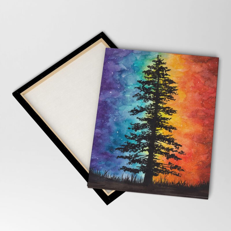Drawing Watercolor Night landscape Milky Way Canvas Wall Art - Image 4