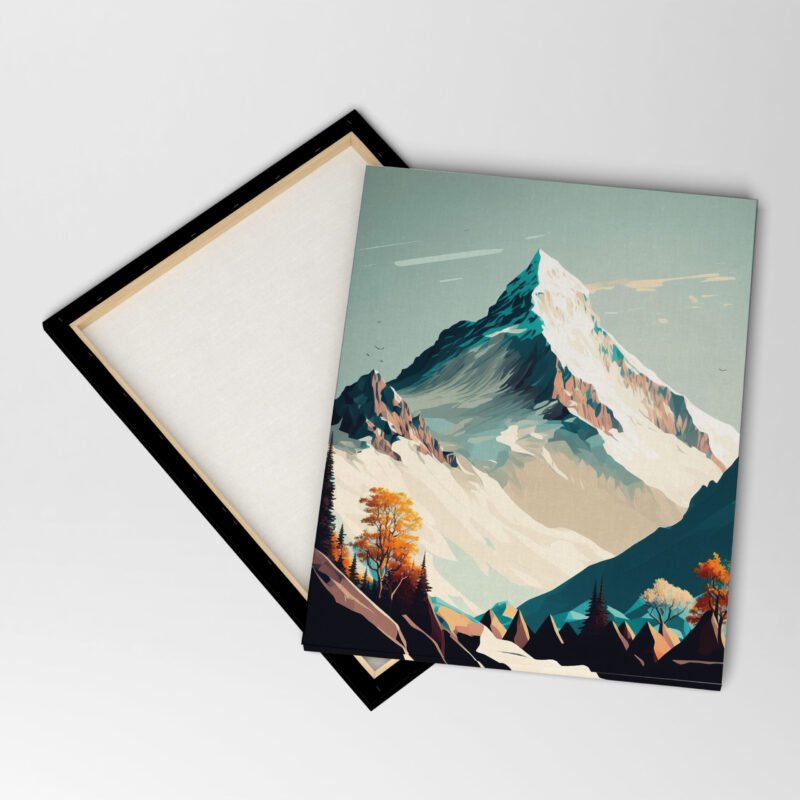 A Watercolor Painting of Mountain with a Forest Canvas Wall Art - Image 4