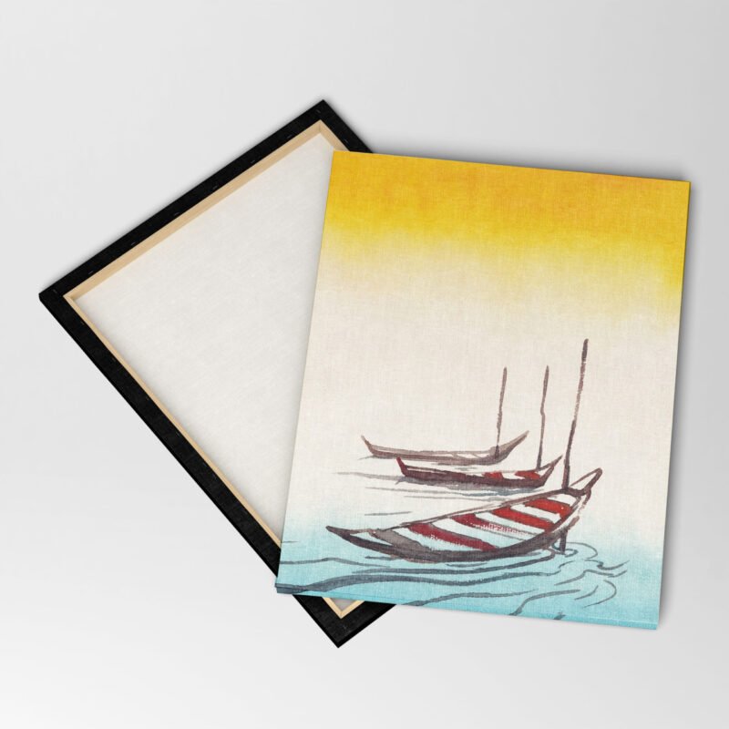 River Boats Watercolor Drawing Paint Canvas Wall Art - Image 4
