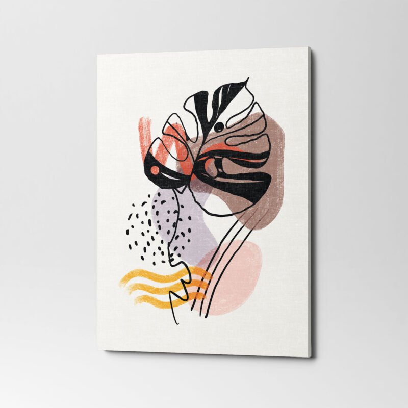 Abstract Plant Boho Botanical 3 Panel Canvas Wall Art - Image 3