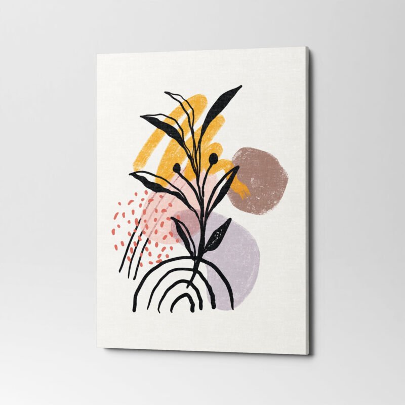 Abstract Plant Boho Botanical 3 Panel Canvas Wall Art - Image 4