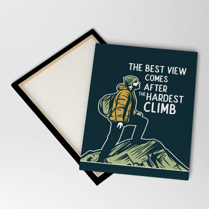 "The best view comes after the Hardest climb" Motivational Canvas Wall Art - Image 4