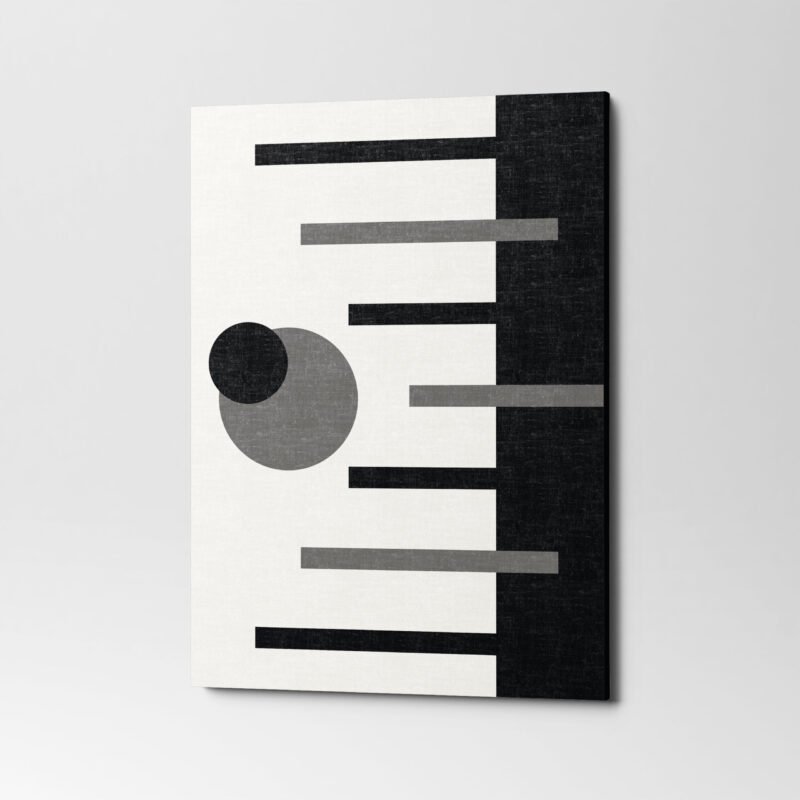 Modern Minimalist Geometric black white shapes 3 Panel Canvas Wall Art - Image 2