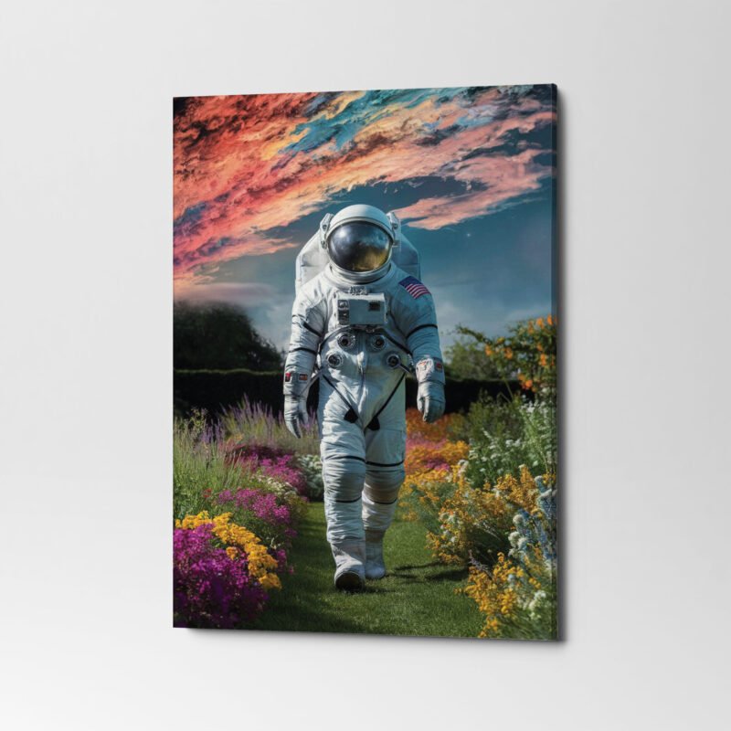 A striking and surreal art of an Astronaut Walk Canvas Wall Art - Image 3