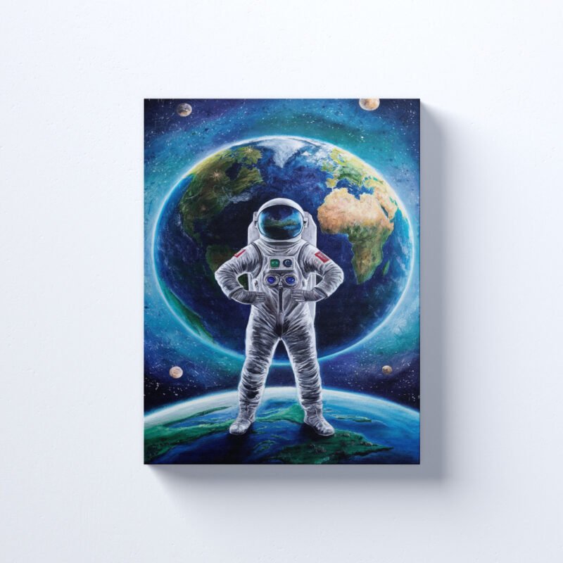 An Astronaut standing in Front of Earth Canvas Wall Art - Image 3