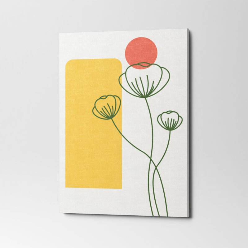 Hand drawn line art modern poster 2 Panel Canvas Wall Art - Image 3