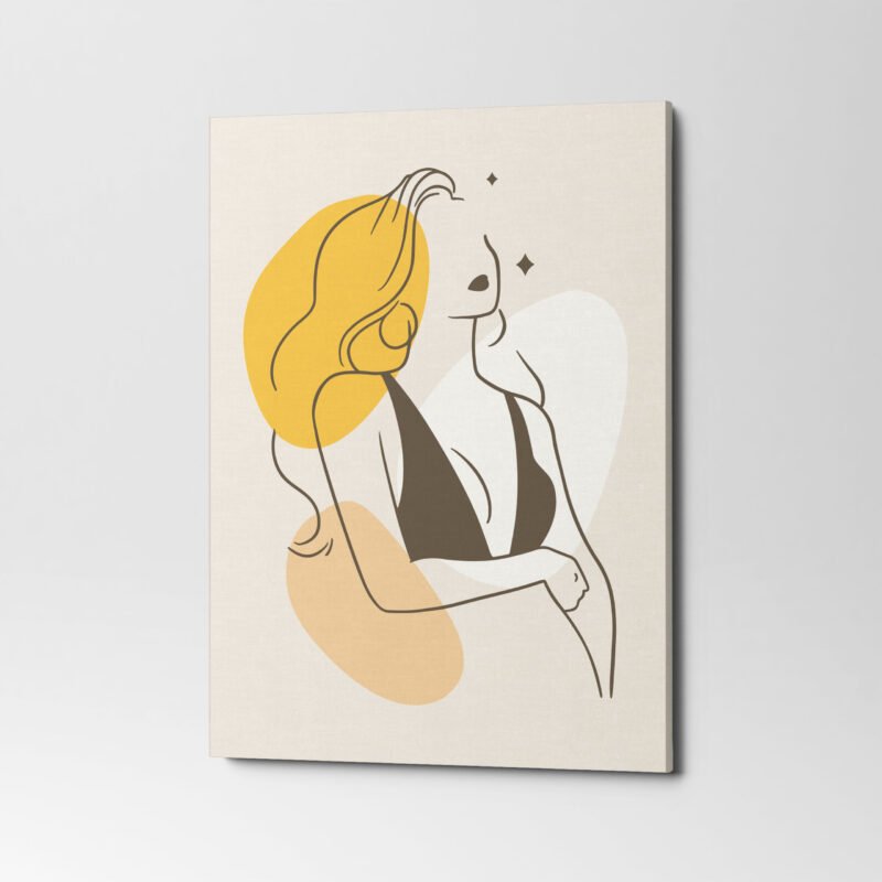 Women in elegant line art style 3 Panel Canvas Wall Art - Image 4