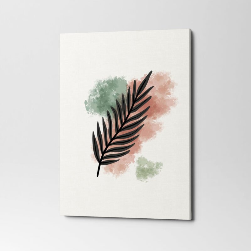 Hand drawn flat Nature Leaf 3 Panel Canvas Wall Art - Image 4