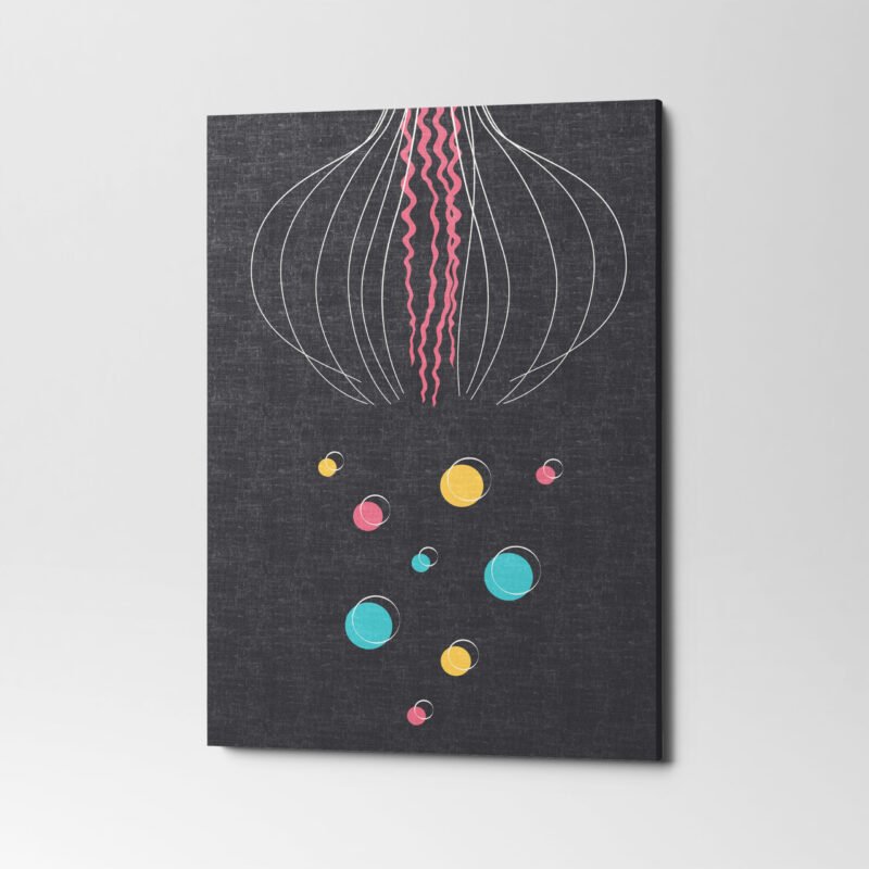Contemporary Art with Jellyfish 3 Panel Canvas Wall Art - Image 4