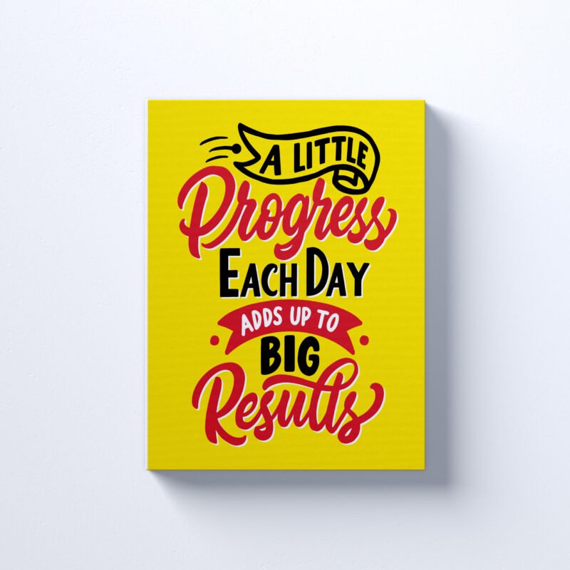 "A little progress each day adds up to big results" Motivational Canvas Wall Art - Image 2