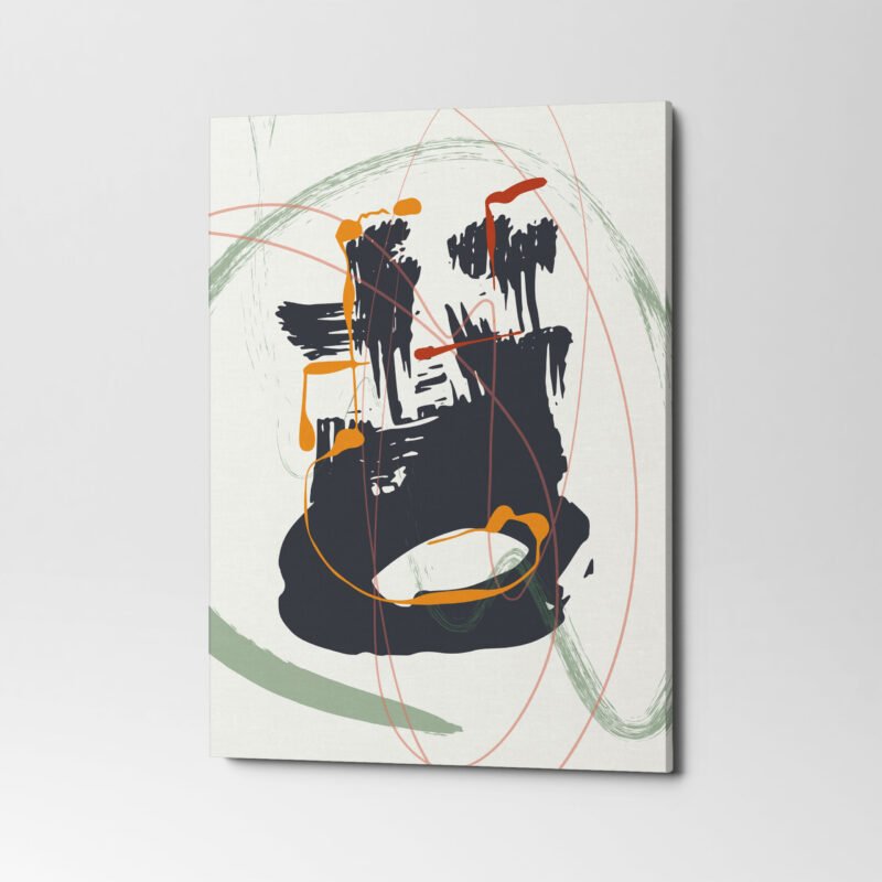 Abstract watercolor Orange Gray black Brush Strokes 3 Panel Canvas Wall Art - Image 2