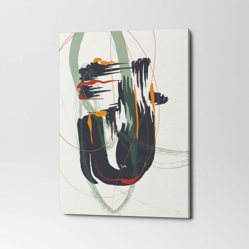 Abstract watercolor Orange Gray black Brush Strokes 3 Panel Canvas Wall Art - Image 3