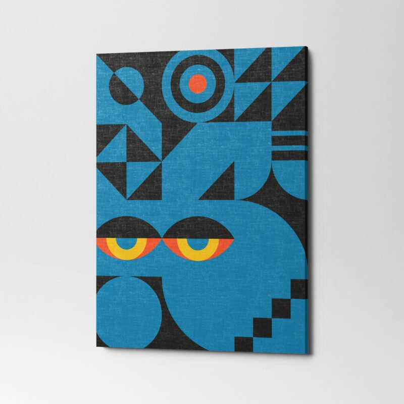 Bauhaus Geometric design with Eyes elements 3 Panel Canvas Wall Art - Image 4