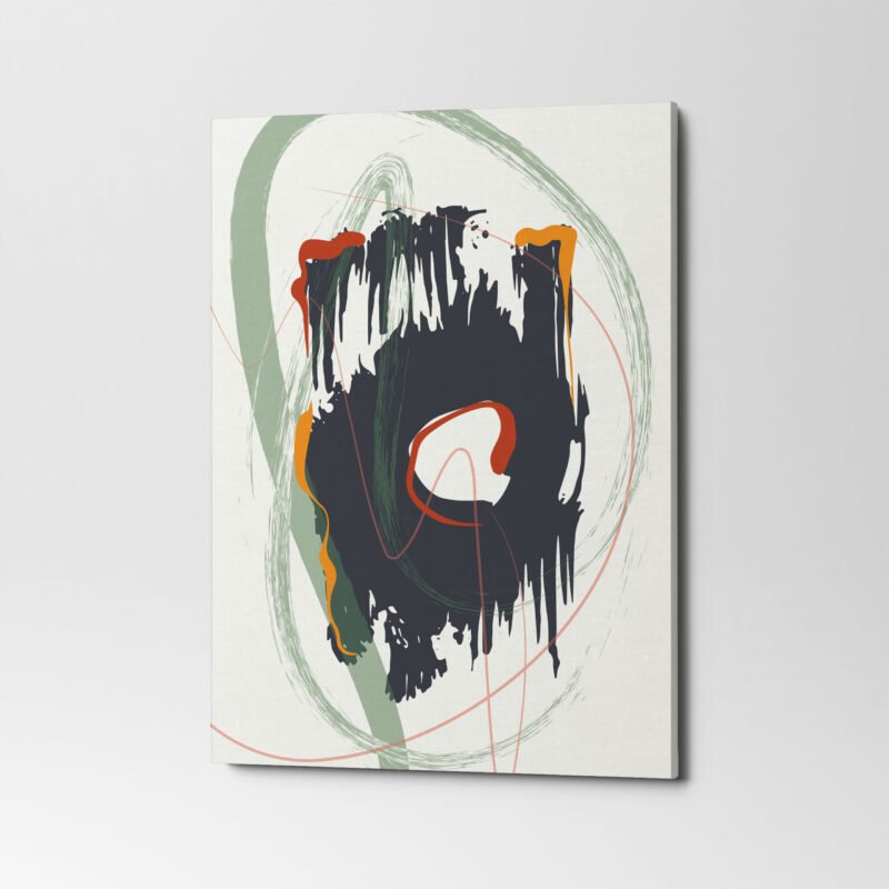 Abstract watercolor Orange Gray black Brush Strokes 3 Panel Canvas Wall Art - Image 4