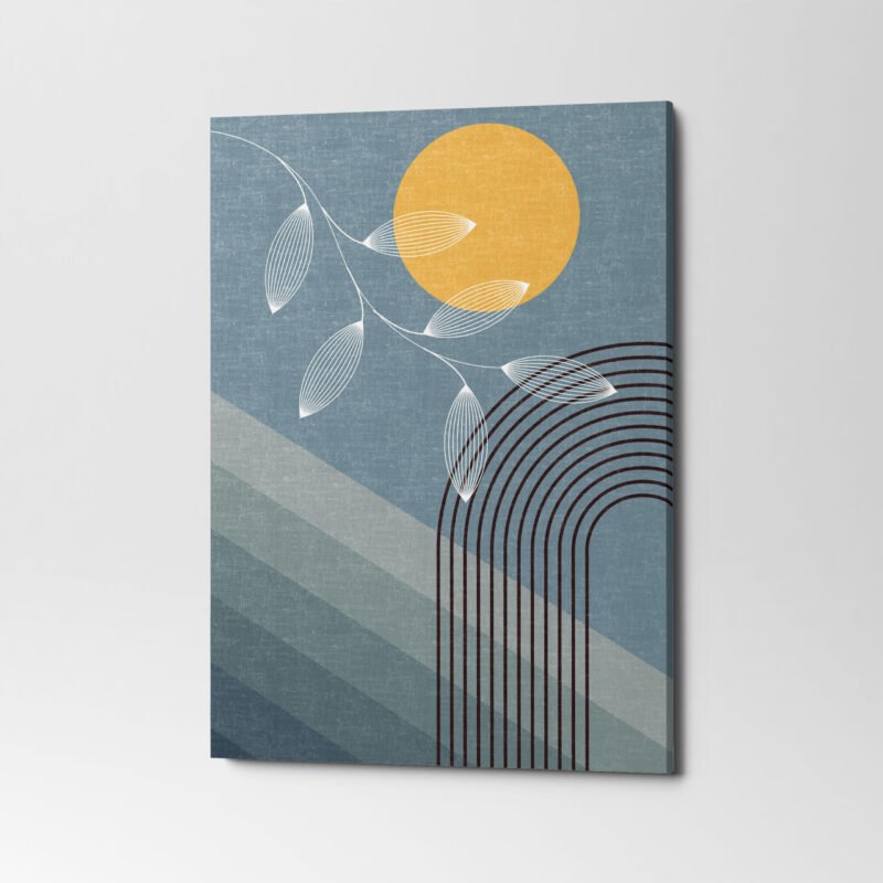 Abstract mid century sun and moon 3 Panel Canvas Wall Art - Image 3