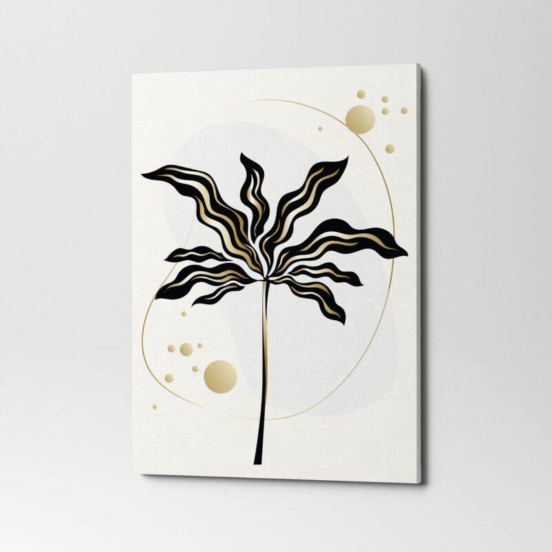 Gold botanical Abstract Leaves 3 Panel Canvas Wall Art - Image 3