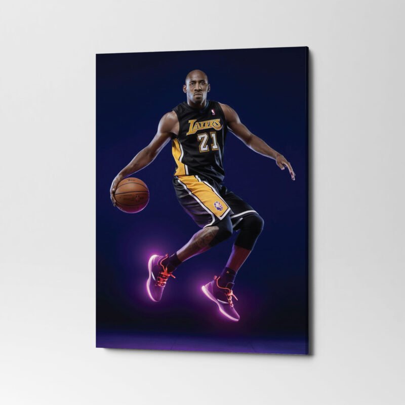 Kobe Bryant in Air with Neon shoes Canvas Wall Art - Image 3