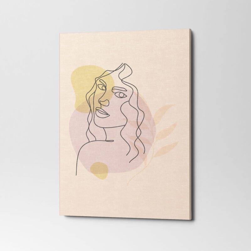 Abstract Beauty Line Drawing Woman Face 3 Panel Canvas Wall Art - Image 2
