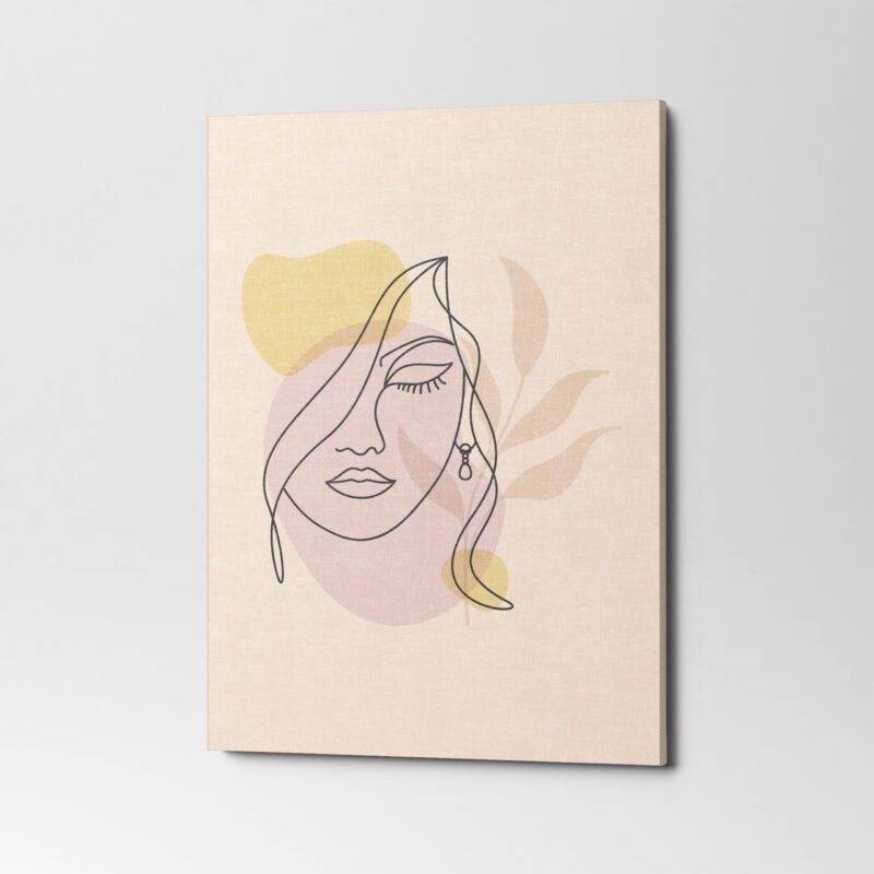 Abstract Beauty Line Drawing Woman Face 3 Panel Canvas Wall Art - Image 3