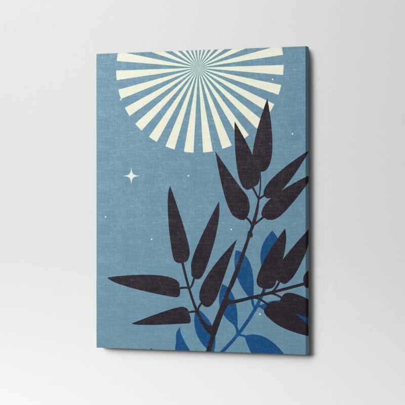 Abstract Plant and Moon Boho 3 Panel Canvas Wall Art - Image 4