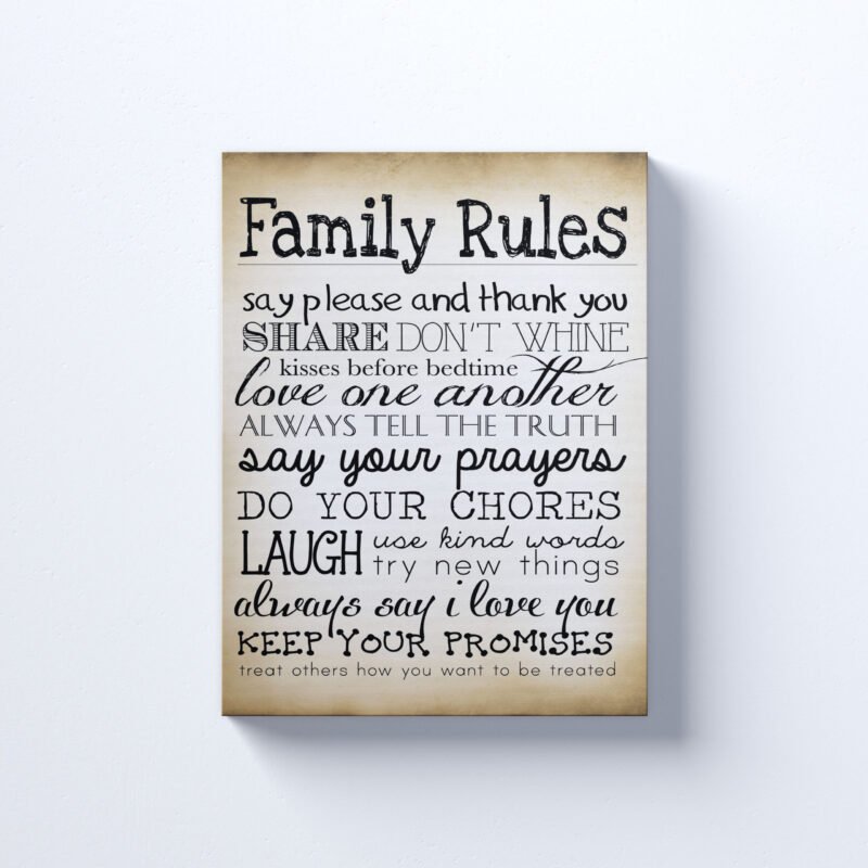 "Family Rules-7" Quotes Canvas Wall Art - Image 2