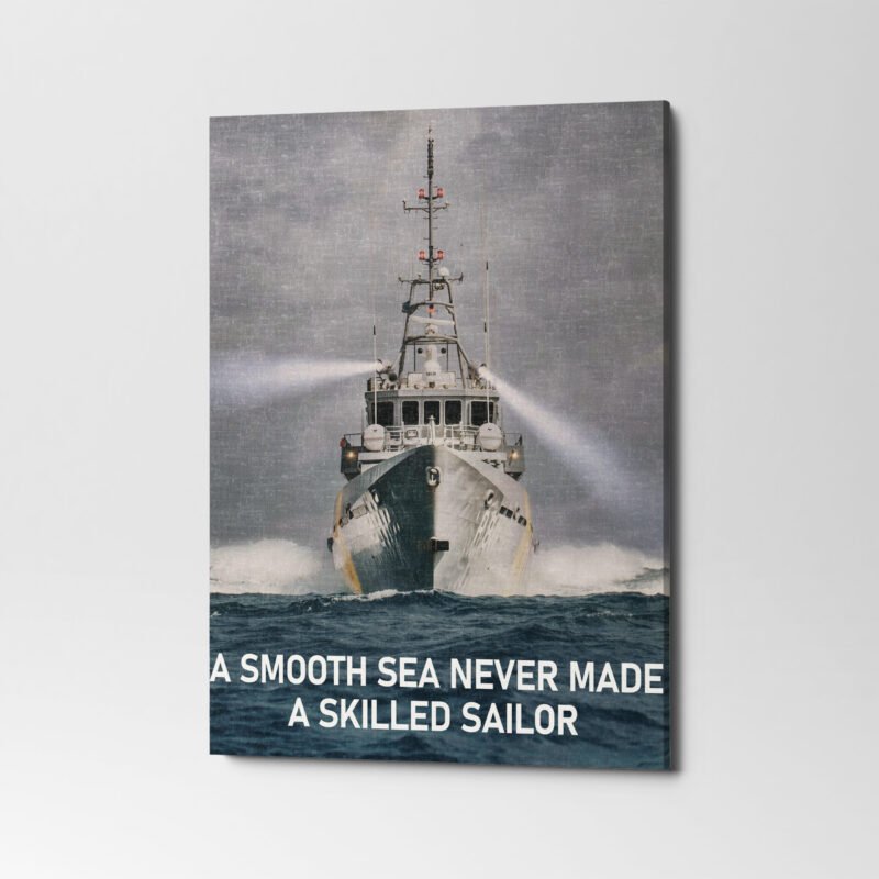 "A Smooth Sea never made skilled Sailor" Motivational Canvas Wall Art - Image 3