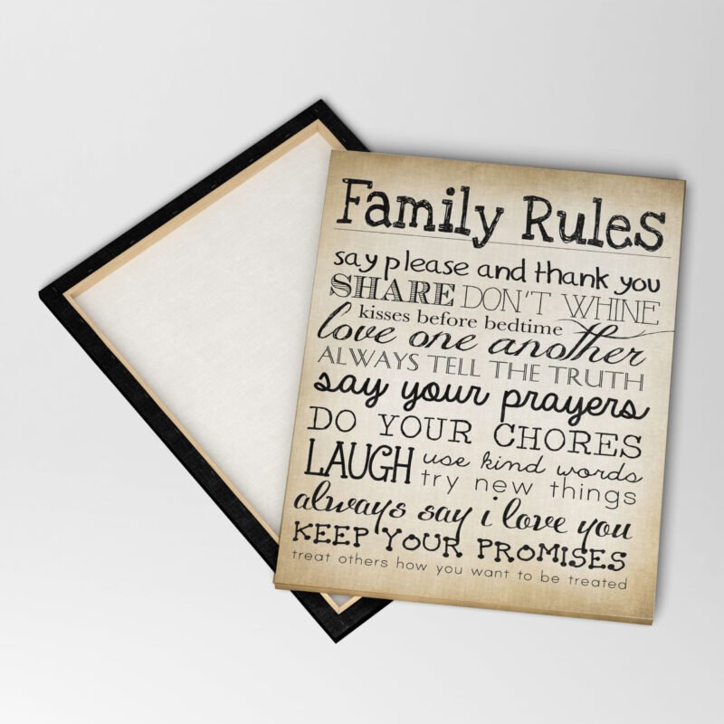 "Family Rules-7" Quotes Canvas Wall Art - Image 4
