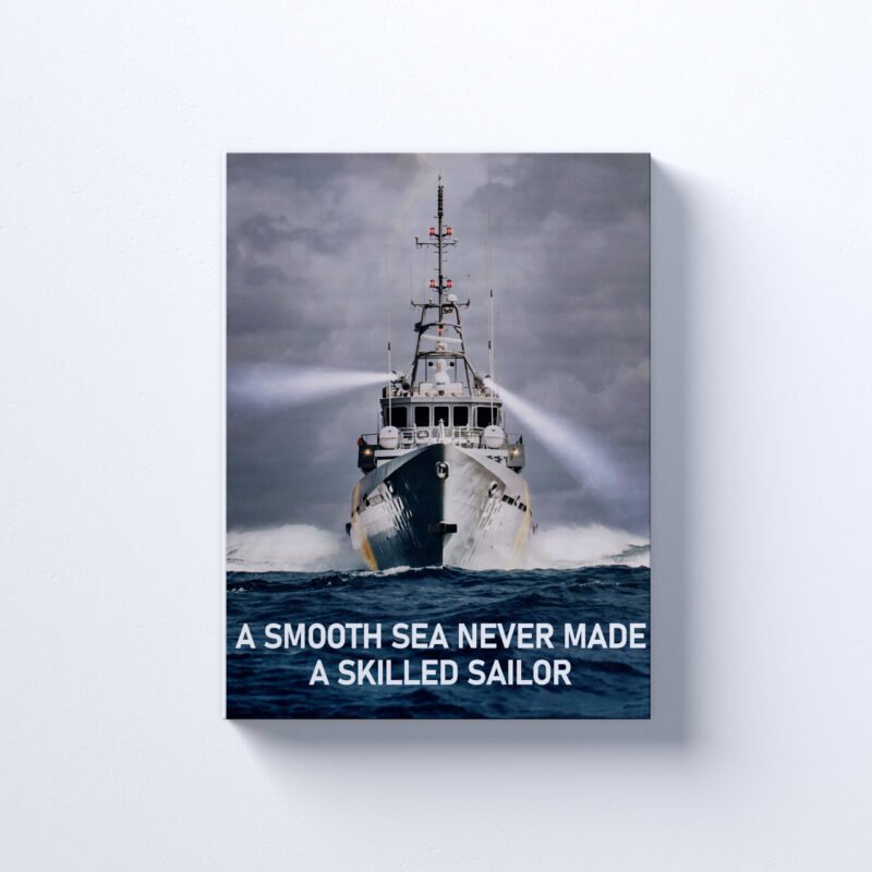 "A Smooth Sea never made skilled Sailor" Motivational Canvas Wall Art - Image 2