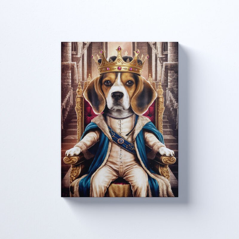 Custom Beagle Royal Pet King Portrait Painting Canvas Wall Art - Image 3