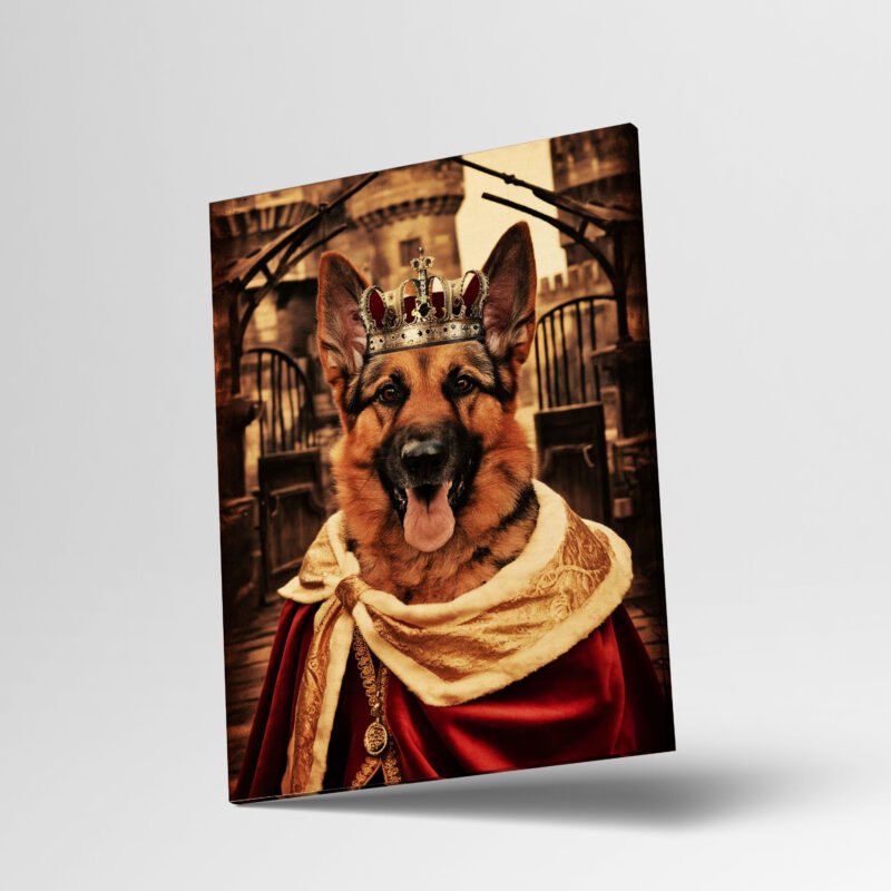 Custom German Shepherd Royal Pet King Portrait Painting Canvas Wall Art