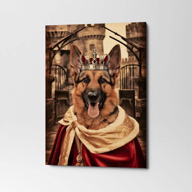 Custom German Shepherd Royal Pet King Portrait Painting Canvas Wall Art - Image 2