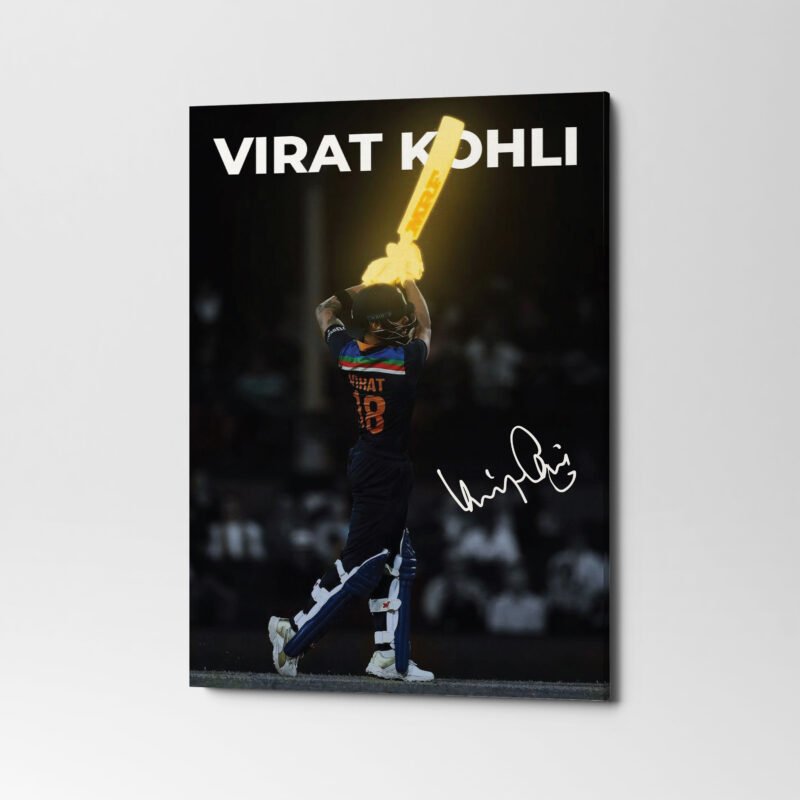Virat Kohli with Signature Canvas Wall Art - Image 3