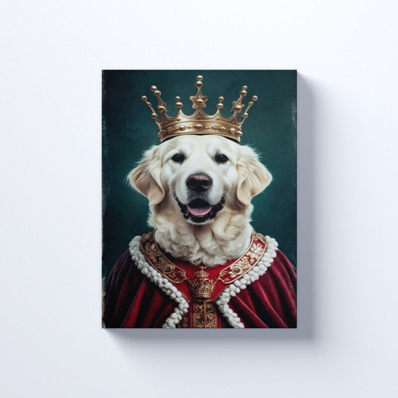 Custom Golden Retriever Royal Pet King Portrait Painting Canvas Wall Art - Image 3