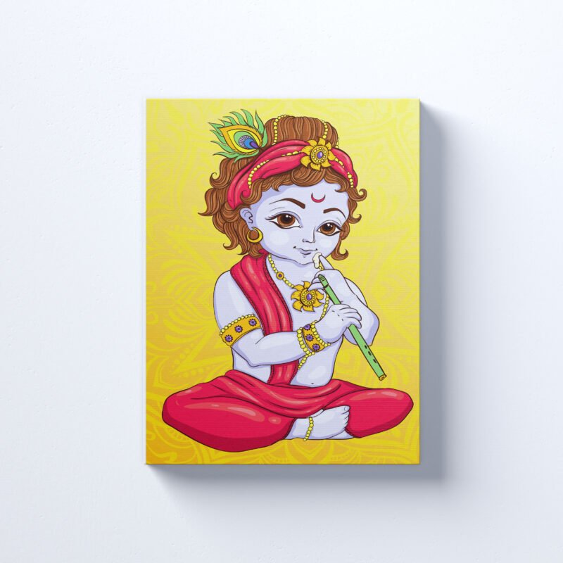 Bal Krishna Religious Artwork Painting Canvas Wall Art - Image 2