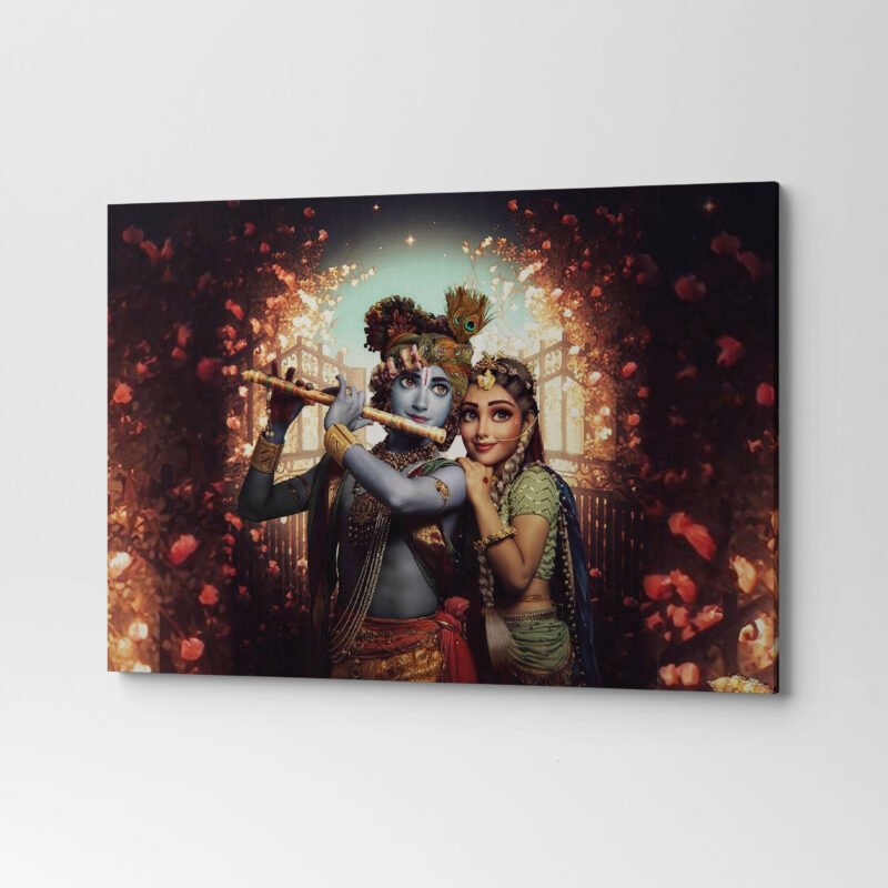 Radha and Krishna Decorative Canvas Wall Art - Image 3