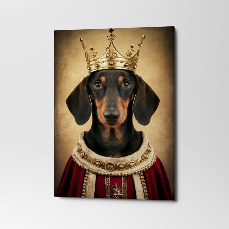 Custom Dachshunds Royal Pet King Portrait Painting Canvas Wall Art - Image 2