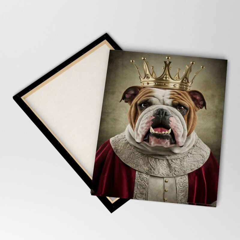 Custom Bull Dog Royal Pet King Portrait Painting Canvas Wall Art - Image 4