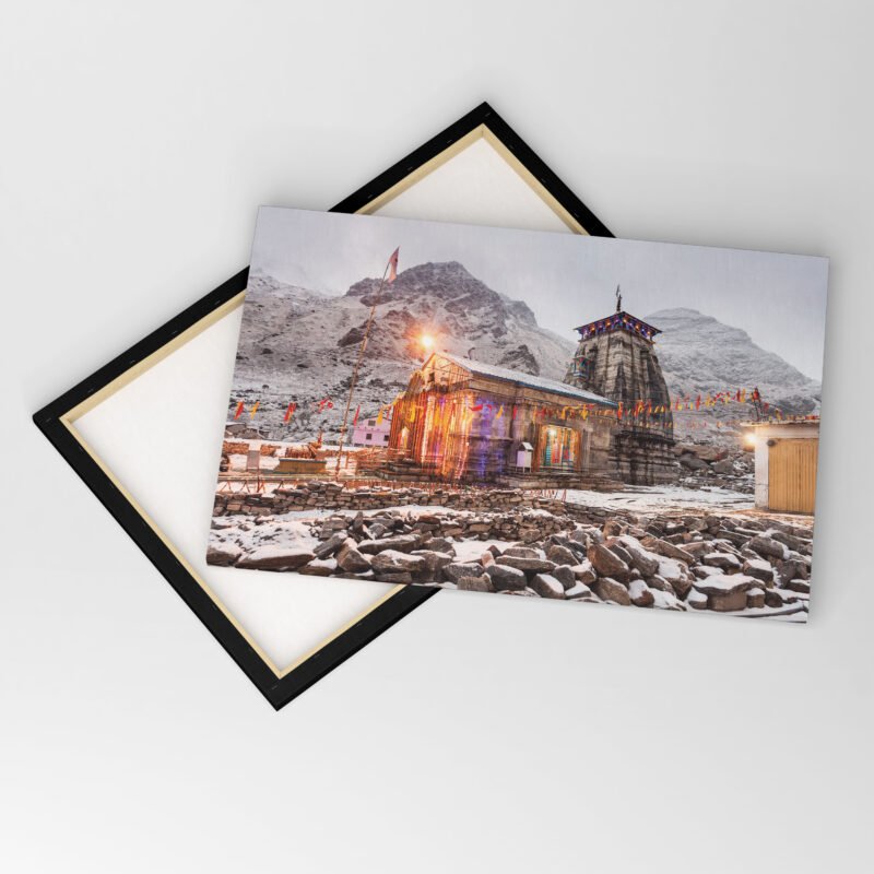 Kedarnath Temple with Snowfall Canvas Wall Art - Image 4