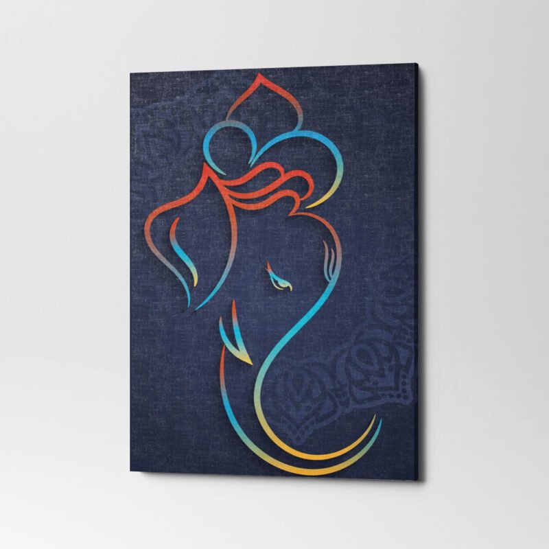 God Ganesh Colorful Line Shape Canvas Wall Art - Image 3