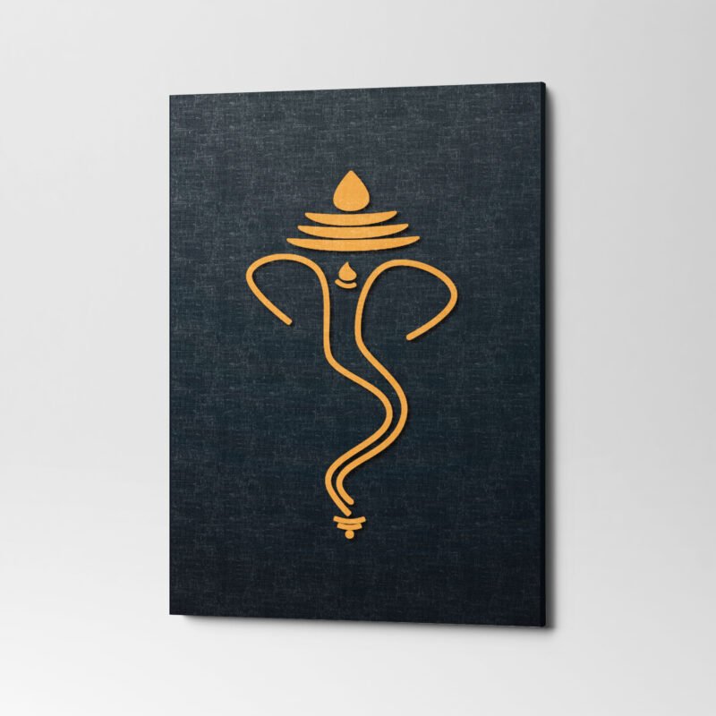 God Ganesh Yellow Line Canvas Wall Art - Image 3