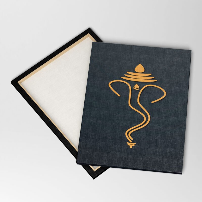 God Ganesh Yellow Line Canvas Wall Art - Image 4
